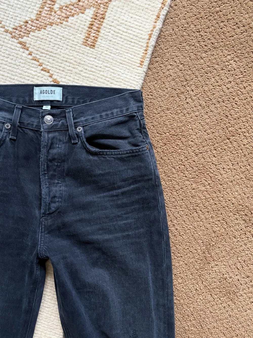 AGOLDE Lana Straight Jeans Disorder Distressed Black 25
